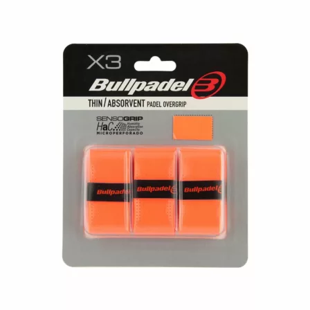 Bullpadel Thin/Absorvent Padel Overgrip Orange 3-Pak