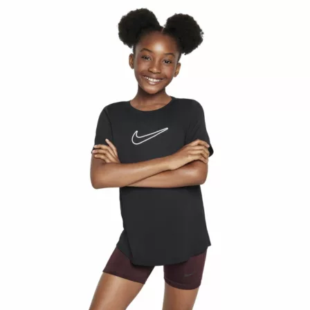 Nike One Fitted Girls Dri-FIT Short-Sleeve Top Black