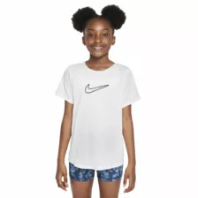 Nike One Fitted Girls Dri-FIT Short-Sleeve Top White