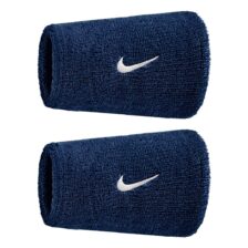 Nike Swoosh Classic Doublewide Wristbands 2-Pack Navy/White